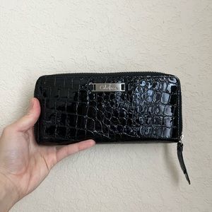 Cole Haan Crocodile Embossed Leather Wallet in Black